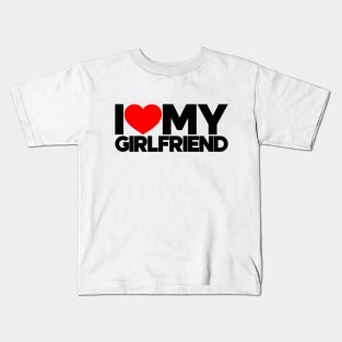 I Love My Girlfriend Red Hearts Love Couple Kids T-Shirt